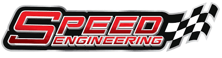 A red and black logo for speed engineering.