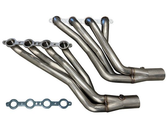 A set of long tube headers and exhaust manifolds.