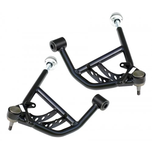 A pair of Front Lower StrongArms | Coil-Over/ShockWave | 1965-1970 Impala suspension arms on a white background.