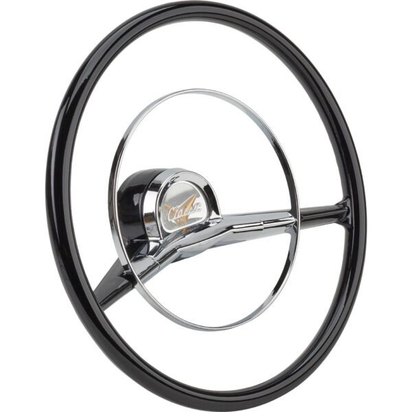 A 1957 Chevy Bel Air 15" Steering Wheel on a white background.
