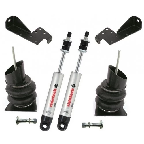 A set of Front CoolRide Air Spring and Shock Kit | 1958-1964 Impala with stock arms and a suspension kit.