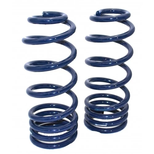 A pair of Rear Dual-Rate Coil Springs, 2″ Drop | 1978-1988 GM G-Body on a white background.