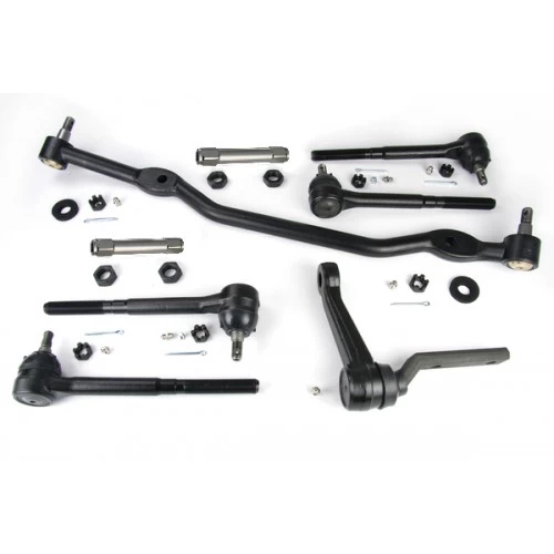 A Steering Linkage Kit | 1964-1967 GM A-Body with 7/8″ Center Link set of black parts and hardware for a car.