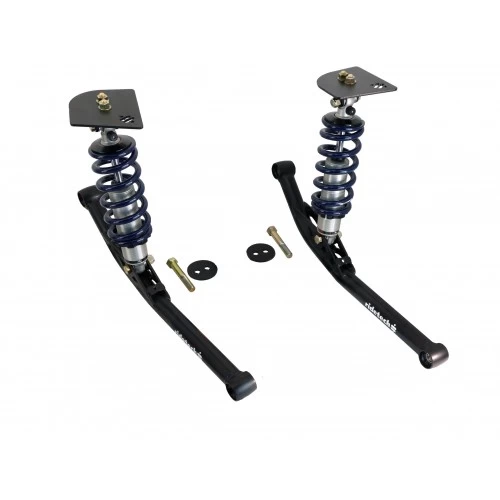 A pair of Rear Coil-Over UPGRADE | 1958-1964 Impala shocks and springs for a car.