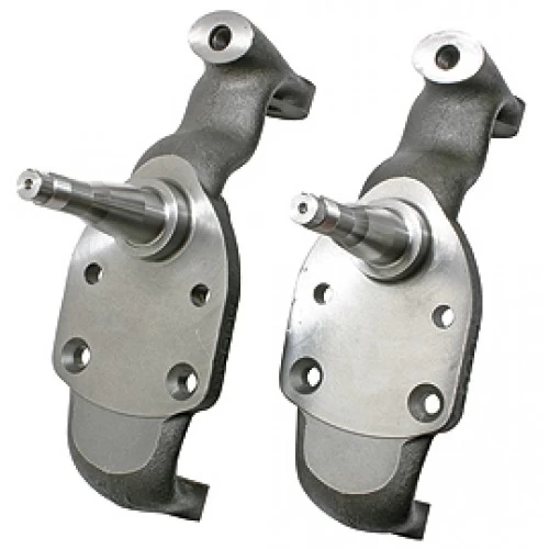 A pair of 2″ Drop Spindle | 1958-1964 Impala metal brackets on a white background.