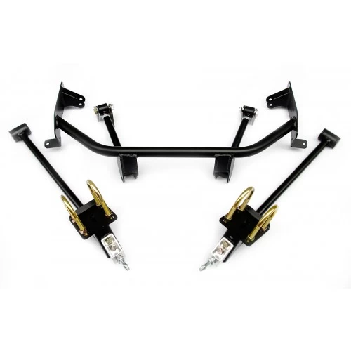 A pair of Bolt-On 4-Link Systems | 1960-1964 Galaxie / Monterey - Both Ends Adjustable on a white background.